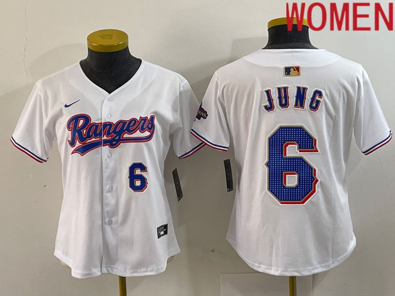 Women Texas Rangers #6 Jung White Champion Game Nike 2024 MLB Jersey style 2